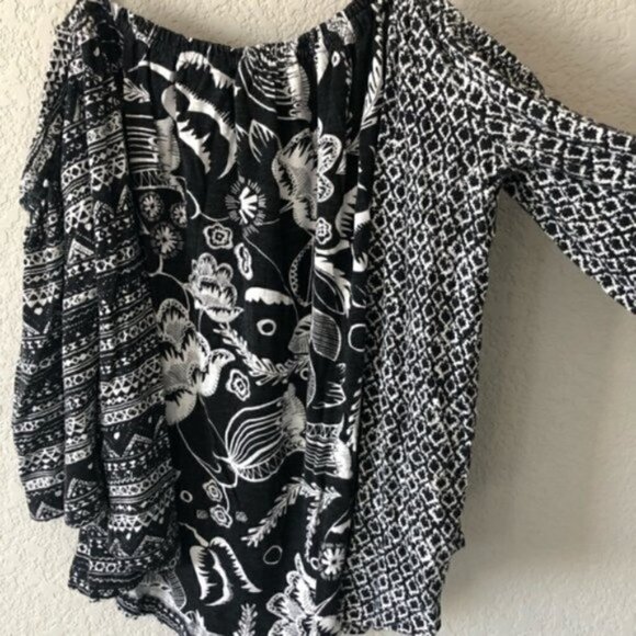 Anthropologie Deletta Black & White Reeve Cold Shoulder Long Sleeve M - Picture 8 of 9